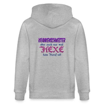 Krankenschwester Hexe - Stanley/Stella Unisex Bio-Kapuzenjacke CULTIVATOR  - Grau meliert - Hinten - Luana (180cm)