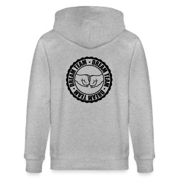 Timbres de l’équipe de rêve - Veste à capuche bio CULTIVATOR Stanley/Stella Unisexe - gris chiné - Dos - Luana (180cm)