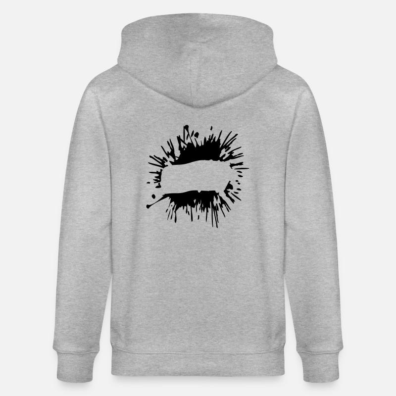 Text einfügen Klecks - Stanley/Stella Unisex Bio-Kapuzenjacke CULTIVATOR  - Grau meliert