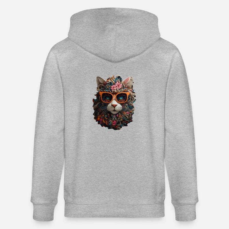 Chat - Veste à capuche bio CULTIVATOR Stanley/Stella Unisexe - gris chiné