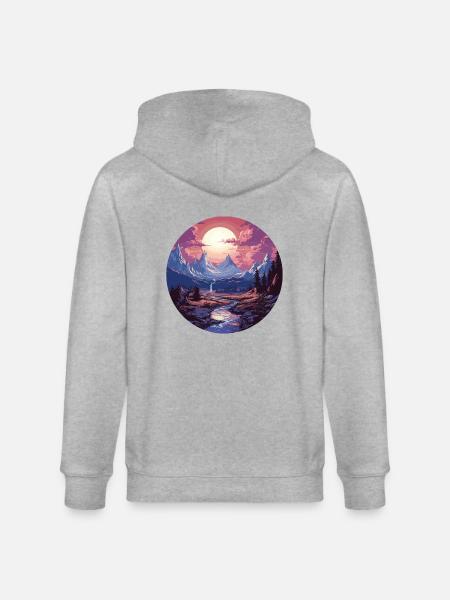 Landscape - Illustration - Stanley/Stella CULTIVATOR  Unisex Organic Hooded Jacket - heather grey