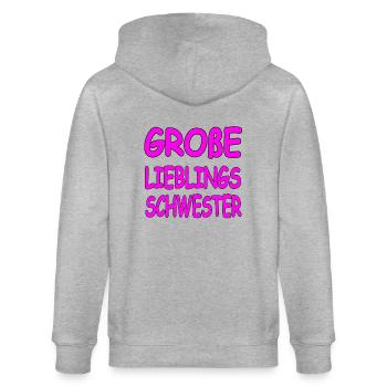 Schwester - Stanley/Stella Unisex Bio-Kapuzenjacke CULTIVATOR  - Grau meliert - Hinten - Luana (180cm)