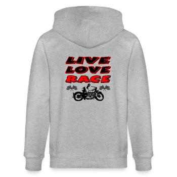 Motocyclette - Veste à capuche bio CULTIVATOR Stanley/Stella Unisexe - gris chiné - Dos - Luana (180cm)