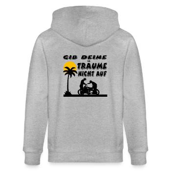 Motocyclette - Veste à capuche bio CULTIVATOR Stanley/Stella Unisexe - gris chiné - Dos - Luana (180cm)