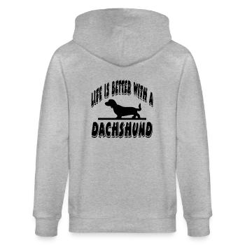 Dachshund - Stanley/Stella CULTIVATOR  Unisex Organic Hooded Jacket - heather grey - Back - Luana (180cm)