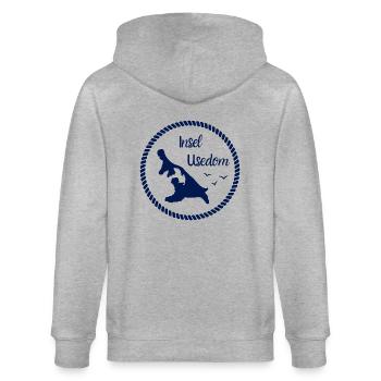 Insel Usedom Karte im Seil - Stanley/Stella Unisex Bio-Kapuzenjacke CULTIVATOR  - Grau meliert - Hinten - Luana (180cm)