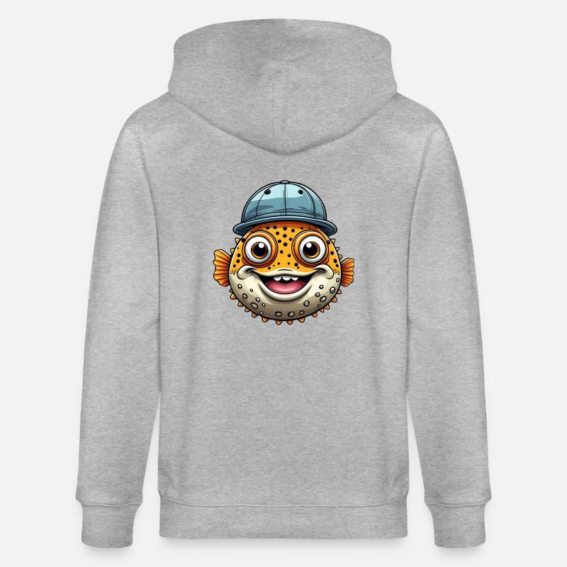 Cooler Kugelfisch mit Basecap - Stanley/Stella Unisex Bio-Kapuzenjacke CULTIVATOR  - Grau meliert