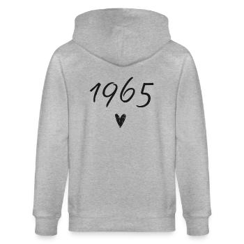 1965 coeur anniversaire - Veste à capuche bio CULTIVATOR Stanley/Stella Unisexe - gris chiné - Dos - Luana (180cm)