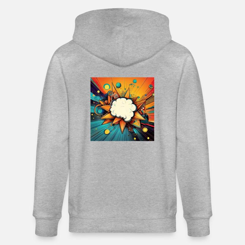 Vibrant Abstract Explosive Cloud Design - Stanley/Stella CULTIVATOR  Unisex Organic Hooded Jacket - heather grey