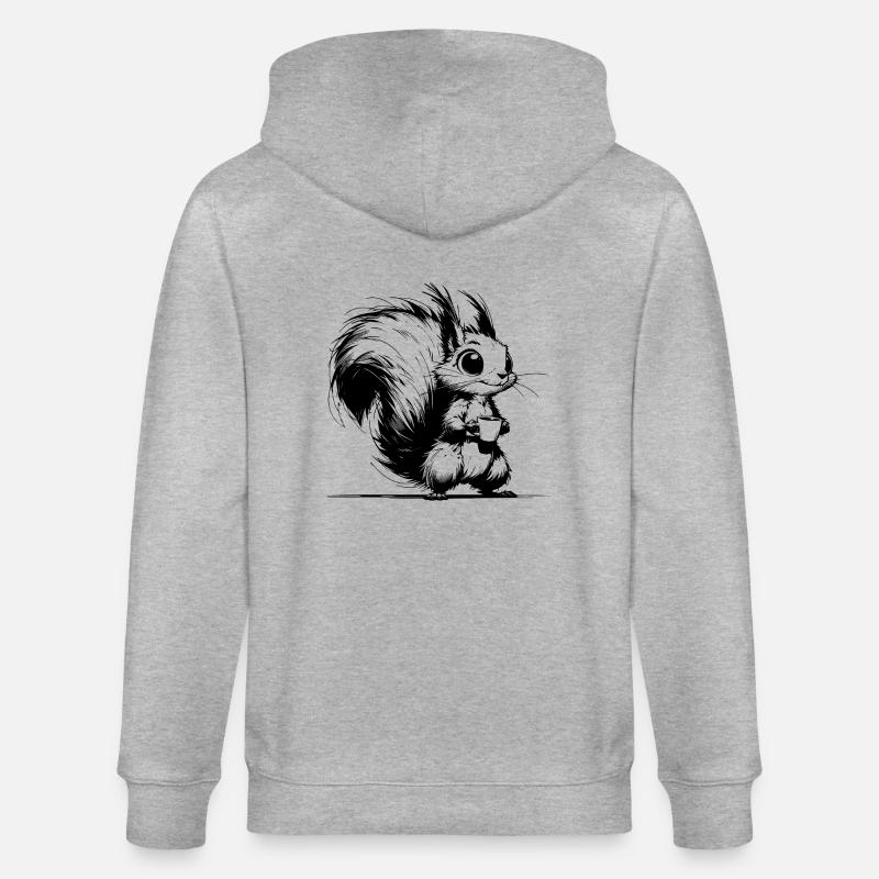 Aufgewecktes Baby Eichhörnchen mit Kaffee - Stanley/Stella Unisex Bio-Kapuzenjacke CULTIVATOR  - Grau meliert