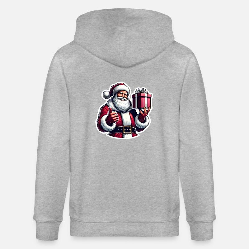 Weihnachtsmann mit Geschenk - Stanley/Stella Unisex Bio-Kapuzenjacke CULTIVATOR  - Grau meliert