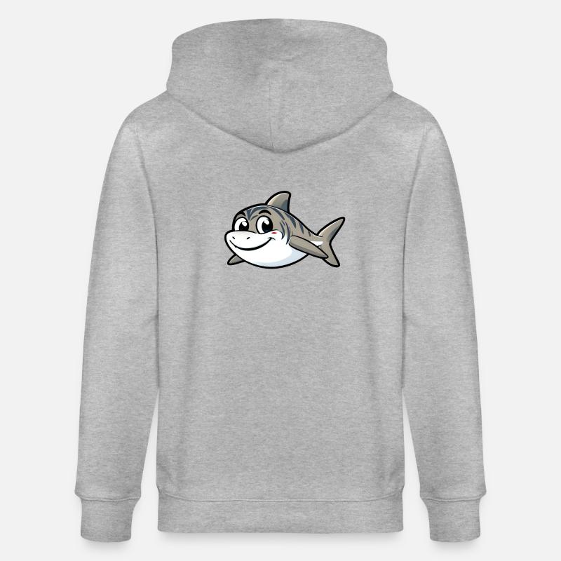 Requin de dessin animé joyeux - Veste à capuche bio CULTIVATOR Stanley/Stella Unisexe - gris chiné