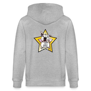 American Staffordshire Terrier mit Stern als Comic - Stanley/Stella Unisex Bio-Kapuzenjacke CULTIVATOR  - Grau meliert - Hinten - Luana (180cm)