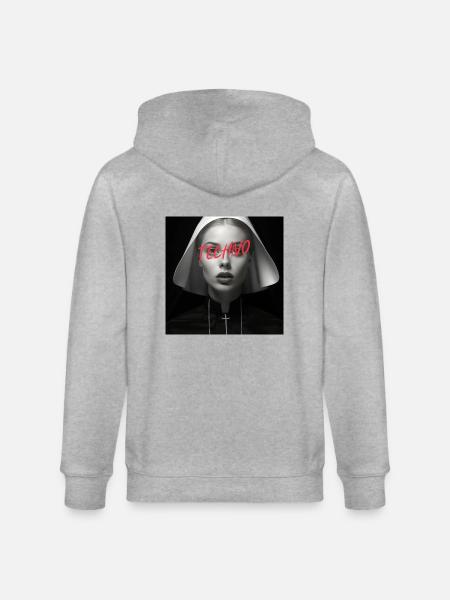 Techno Nun - Rave Design - Stanley/Stella Unisex Bio-Kapuzenjacke CULTIVATOR - Grau meliert