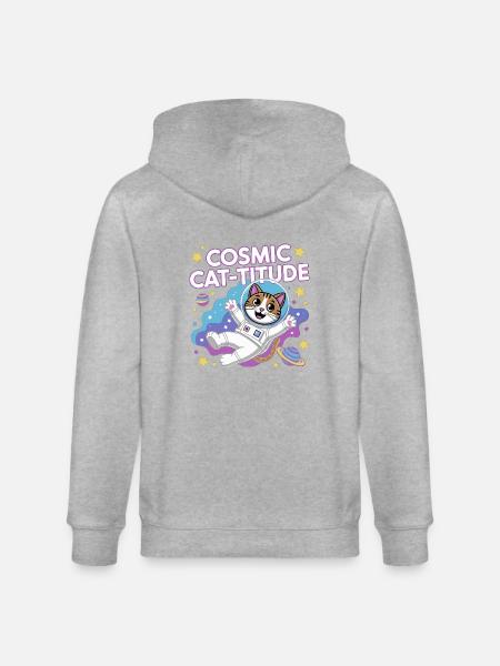 Cosmic Cat-titude – Intergalactic Cat Power - Stanley/Stella CULTIVATOR  Unisex Organic Hooded Jacket - heather grey