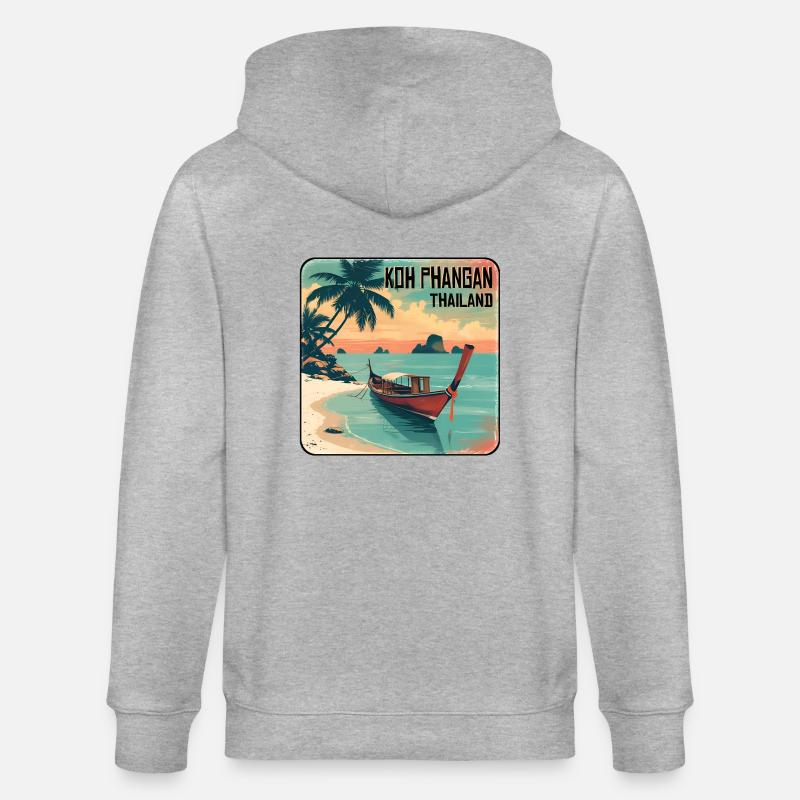 Koh Phangan, Thailand - Stanley/Stella CULTIVATOR  Unisex Organic Hooded Jacket - heather grey