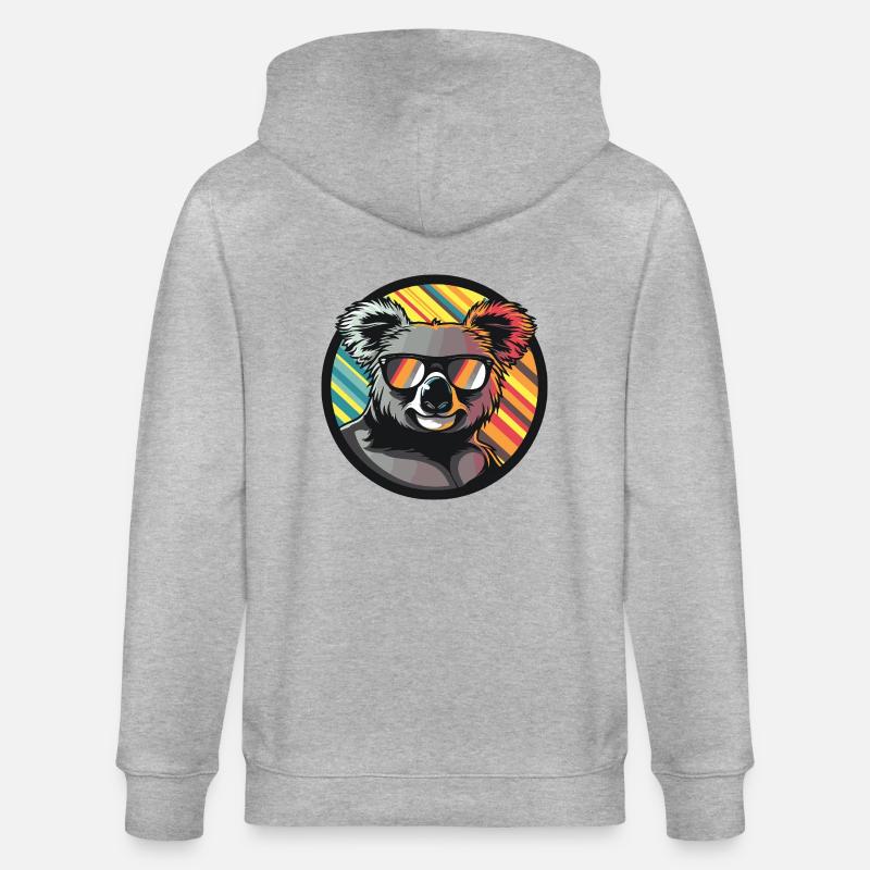 Koala Comic Cool - Stanley/Stella Unisex Bio-Kapuzenjacke CULTIVATOR  - Grau meliert