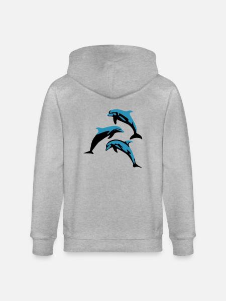 Dolphins - Stanley/Stella CULTIVATOR  Unisex Organic Hooded Jacket - heather grey