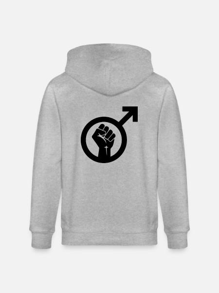 Masculism Symbol - Stanley/Stella CULTIVATOR  Unisex Organic Hooded Jacket - heather grey