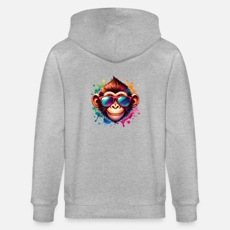 Cooler Affe - Funky Monkey - Stanley/Stella Unisex Bio-Kapuzenjacke CULTIVATOR  - Grau meliert