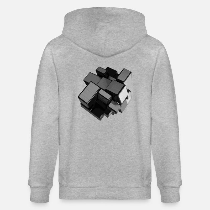 Silver-grey unstructured cube in perspective - Stanley/Stella CULTIVATOR  Unisex Organic Hooded Jacket - heather grey