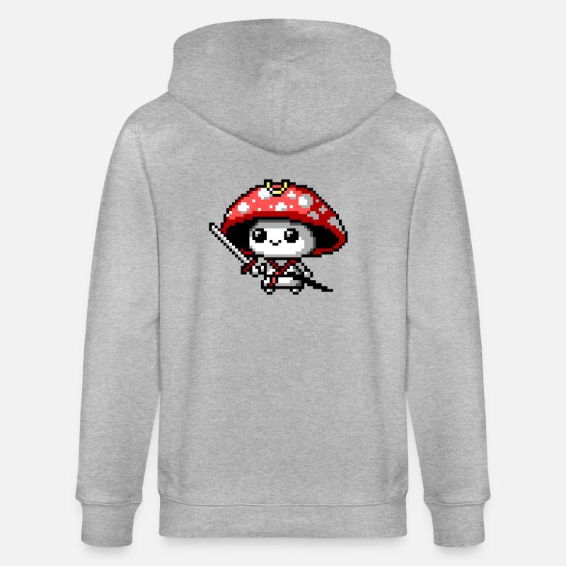 Samouraï champignon 8 bits - Veste à capuche bio CULTIVATOR Stanley/Stella Unisexe - gris chiné