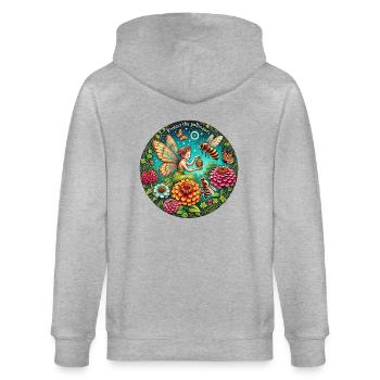 Honigbienen-Fee - Stanley/Stella Unisex Bio-Kapuzenjacke CULTIVATOR  - Grau meliert - Hinten - Luana (180cm)