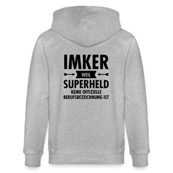 Imker Superheld - Stanley/Stella CULTIVATOR  Unisex Organic Hooded Jacket - heather grey - Back - Luana (180cm)
