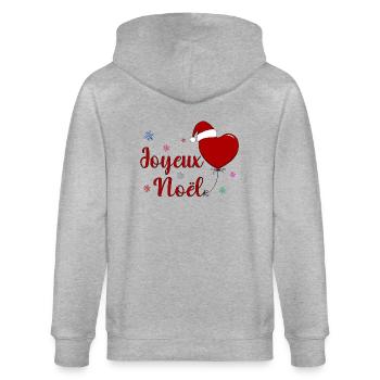 Joyeux Noel Weihnachtsfeier Frankreich - Stanley/Stella Unisex Bio-Kapuzenjacke CULTIVATOR  - Grau meliert - Hinten - Luana (180cm)