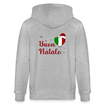 Buon Natale Weihnachten Italien Flagge - Stanley/Stella Unisex Bio-Kapuzenjacke CULTIVATOR  - Grau meliert - Hinten - Luana (180cm)