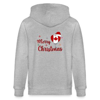 Joyoux Noel Christmas Canada Flag Heart - Stanley/Stella CULTIVATOR  Unisex Organic Hooded Jacket - heather grey - Back - Luana (180cm)