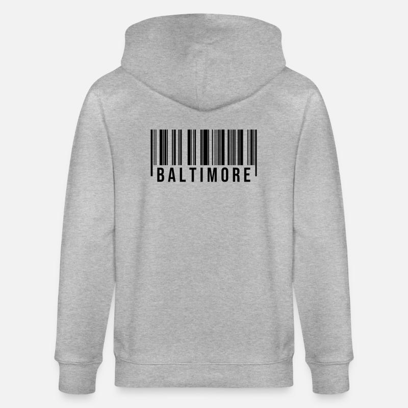 Baltimore Strichcode - Stanley/Stella Unisex Bio-Kapuzenjacke CULTIVATOR  - Grau meliert