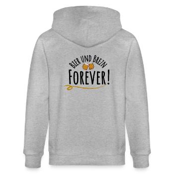 Bier und Brezn forever! - Stanley/Stella Unisex Bio-Kapuzenjacke CULTIVATOR  - Grau meliert - Hinten - Luana (180cm)