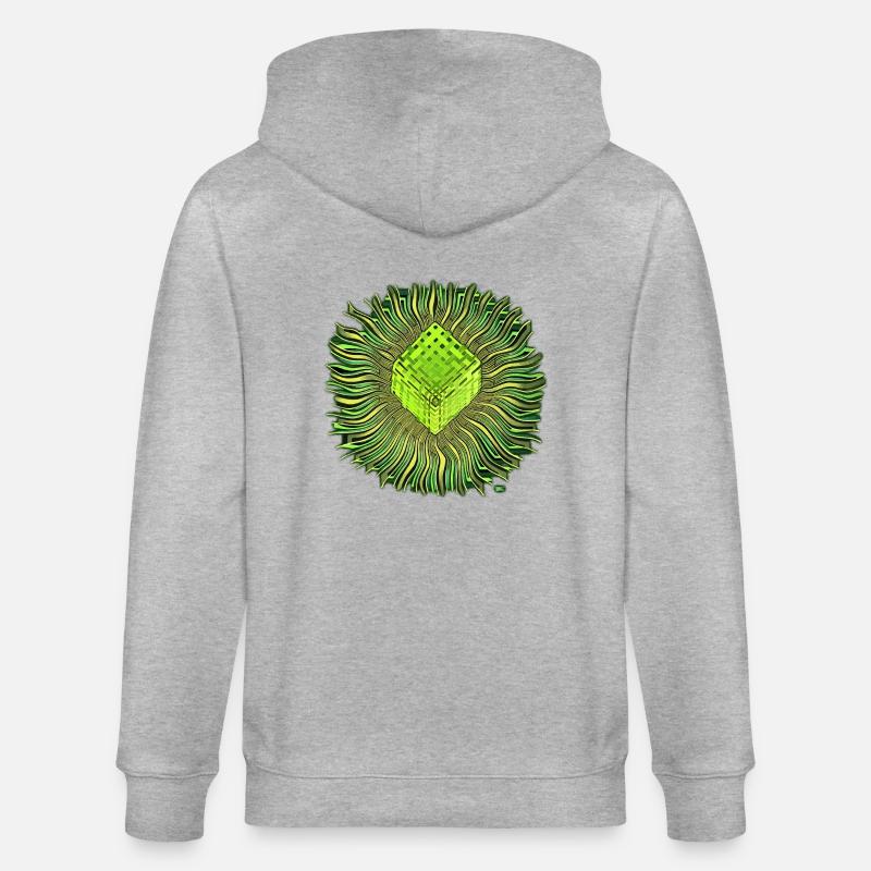 Psychedelic Cube / Cube Psychedelic - Stanley/Stella CULTIVATOR  Unisex Organic Hooded Jacket - heather grey