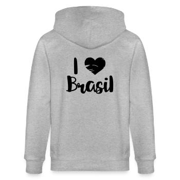 I love Brasil - Stanley/Stella Unisex Bio-Kapuzenjacke CULTIVATOR  - Grau meliert - Hinten - Luana (180cm)