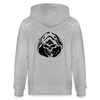 skull04 - Stanley/Stella Unisex Bio-Kapuzenjacke CULTIVATOR  - Grau meliert - Hinten - Luana (180cm)
