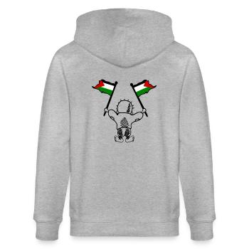 Free palestine handala - Stanley/Stella CULTIVATOR  Unisex Organic Hooded Jacket - heather grey - Back - Luana (180cm)