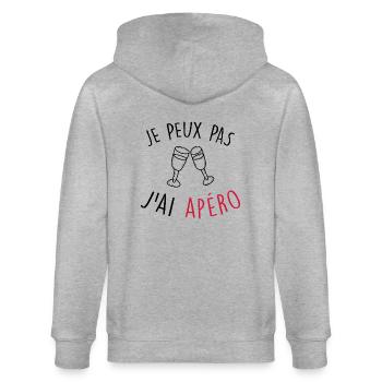 je peux pas j'ai apéro / apéritif / alcool - Veste à capuche bio CULTIVATOR Stanley/Stella Unisexe - gris chiné - Dos - Luana (180cm)