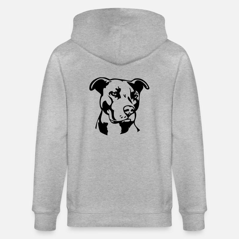 Pitbull einfarbig - Hund Kampfhund - Stanley/Stella Unisex Bio-Kapuzenjacke CULTIVATOR - Grau meliert