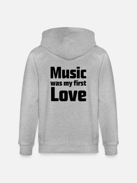 Music was my first love - Stanley/Stella CULTIVATOR  Unisex Organic Hooded Jacket - heather grey