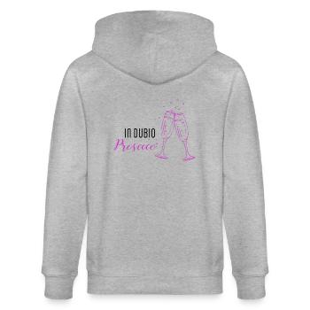 In dubio Prosecco - Stanley/Stella Unisex Bio-Kapuzenjacke CULTIVATOR  - Grau meliert - Hinten - Luana (180cm)