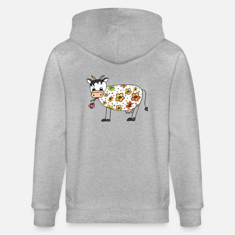 Cow - Stanley/Stella CULTIVATOR  Unisex Organic Hooded Jacket - heather grey