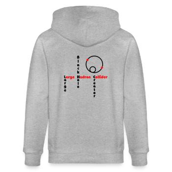 Black Hole - Large Hadron Collider - Stanley/Stella Unisex Bio-Kapuzenjacke CULTIVATOR  - Grau meliert - Hinten - Luana (180cm)
