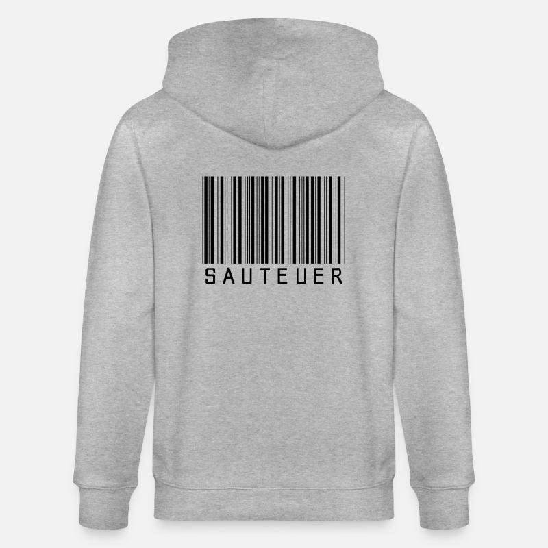 Strichcode "SAUTEUER" black/schwarz - Stanley/Stella Unisex Bio-Kapuzenjacke CULTIVATOR  - Grau meliert