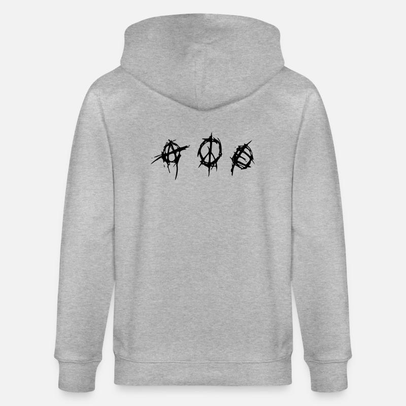 anarchy_peace_equality - Stanley/Stella Unisex Bio-Kapuzenjacke CULTIVATOR  - Grau meliert