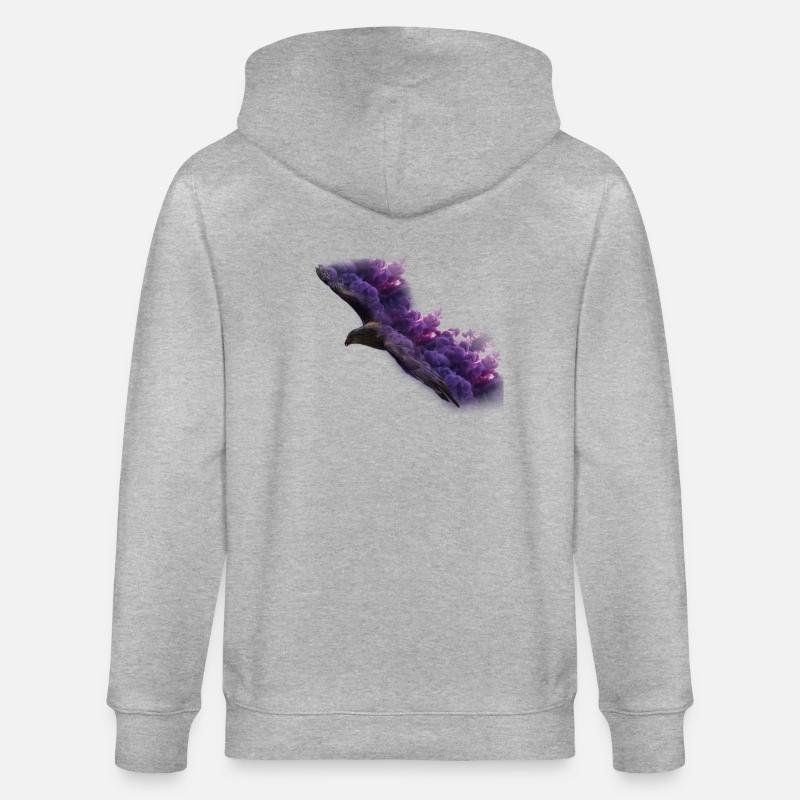 Eagle with smoke - Stanley/Stella CULTIVATOR  Unisex Organic Hooded Jacket - heather grey