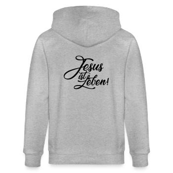 Jésus est la vie - Veste à capuche bio CULTIVATOR Stanley/Stella Unisexe - gris chiné - Dos - Luana (180cm)