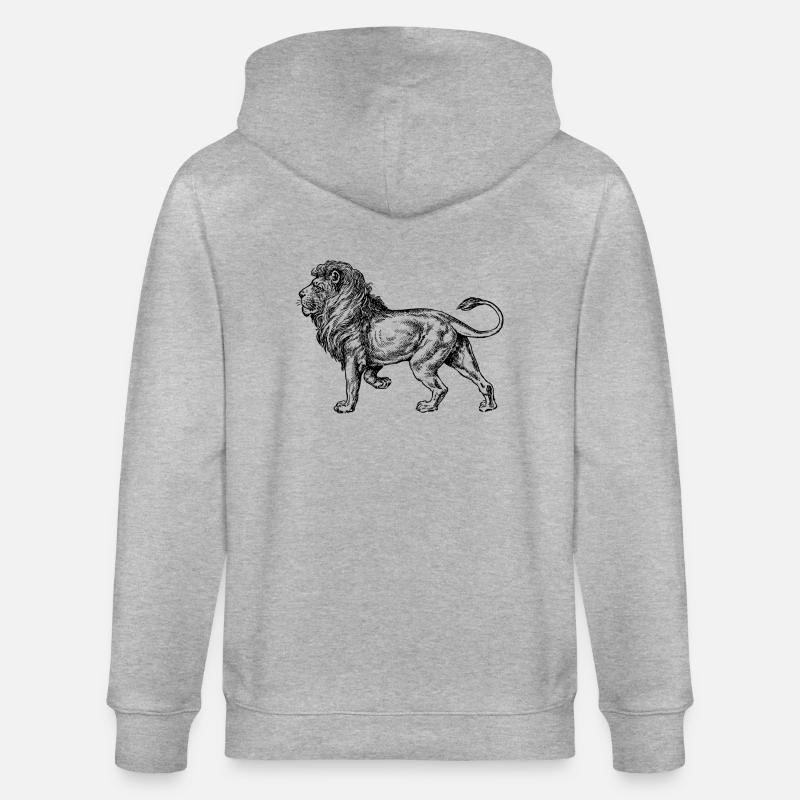 Big lion black and withe - Stanley/Stella Unisex Bio-Kapuzenjacke CULTIVATOR  - Grau meliert