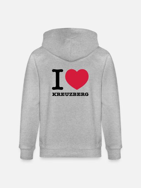 I love Kreuzberg - Stanley/Stella Unisex Bio-Kapuzenjacke CULTIVATOR - Grau meliert