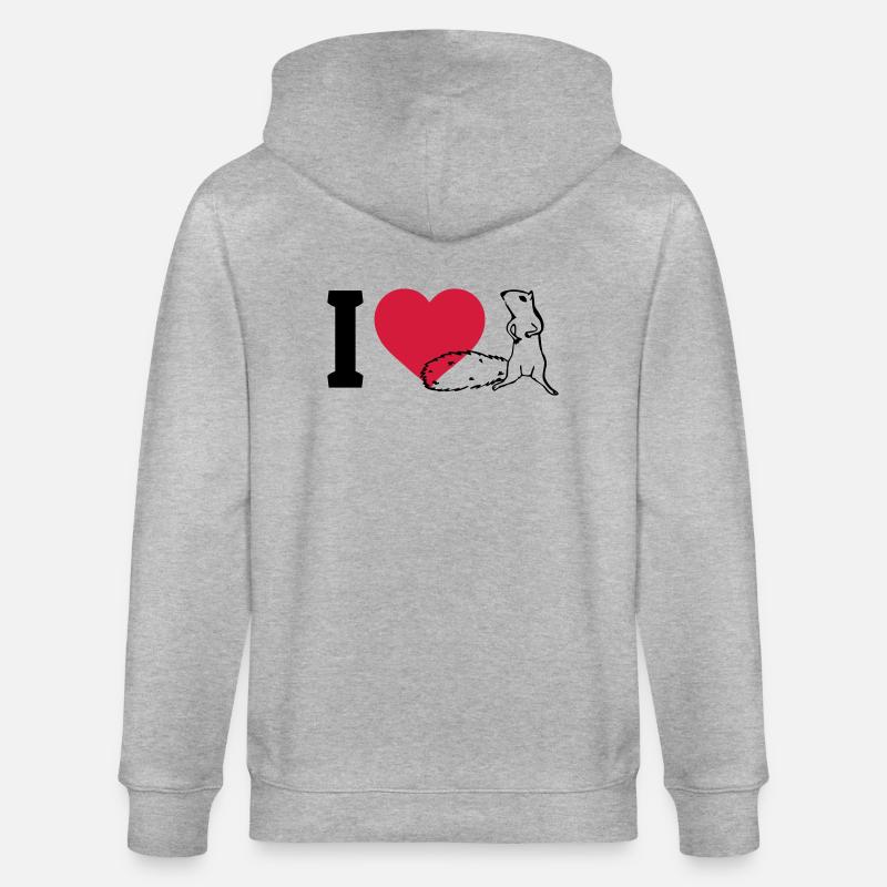 I love Eichhörnchen - Stanley/Stella Unisex Bio-Kapuzenjacke CULTIVATOR  - Grau meliert
